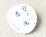 Load image into Gallery viewer, YOLO + Text Me Candy Heart Valentine Stud Earrings
