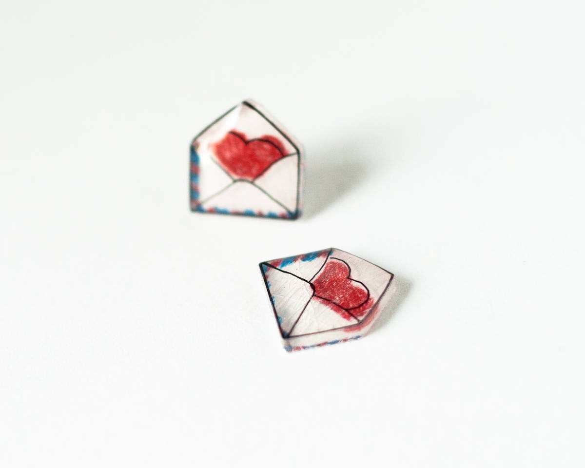 Heart Envelope Valentine's Stud Earrings