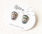 Load image into Gallery viewer, Sugar Skull Day of the Dead Stud Earrings
