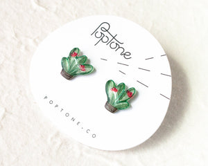 Tiny Plant Earrings, potted succulent stud earrings