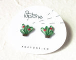 Load image into Gallery viewer, Tiny Plant Earrings, potted succulent stud earrings

