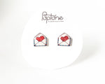 Load image into Gallery viewer, Heart Envelope Valentine&#39;s Stud Earrings
