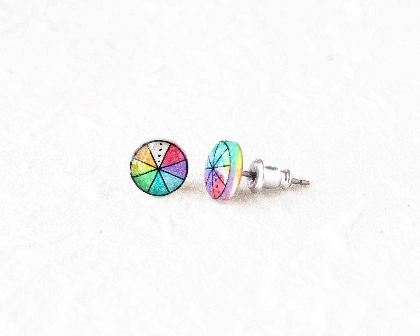 Pastel Color Wheel Stud Earrings