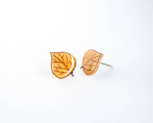Yellow Aspen Leaf Stud Earrings