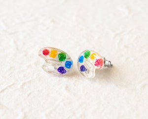 Artist Paint Palette Rainbow Stud Earrings