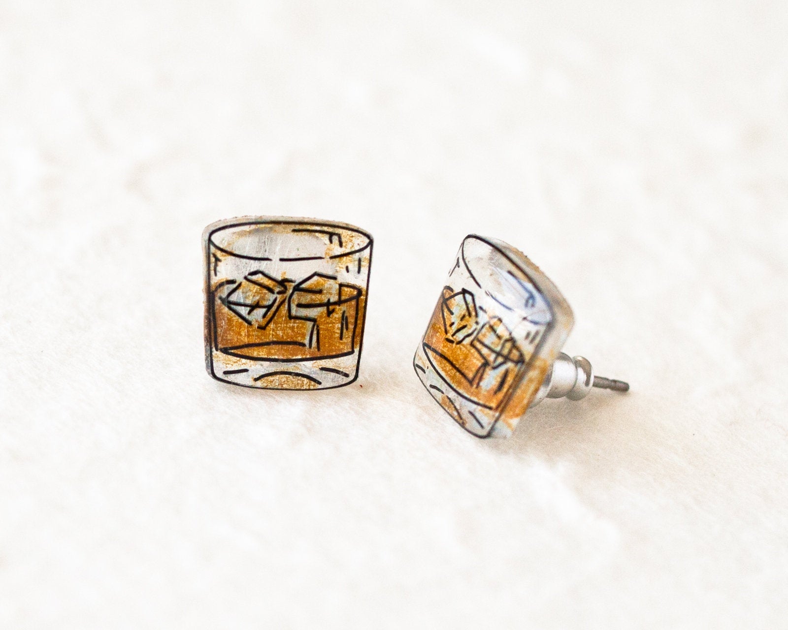 Whiskey Glass Stud Earrings