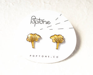 Chanterelle Mushroom Stud Earrings