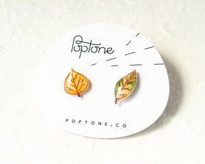 Autumn Leaf Mismatched Stud Earrings