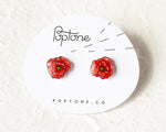Load image into Gallery viewer, Red Poppy Flower Stud Earrings
