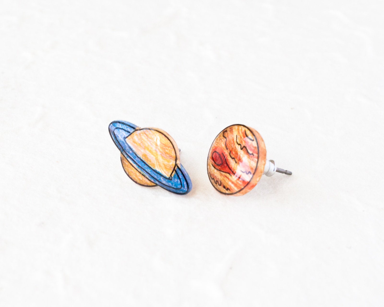 Jupiter and Saturn Planet Stud Earrings