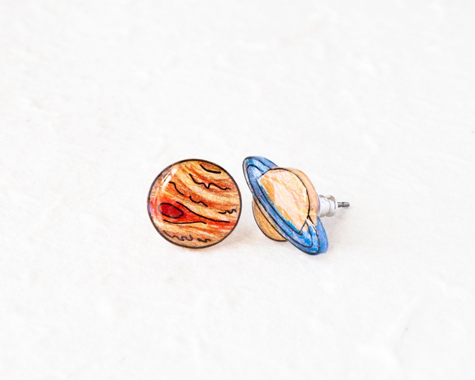 Jupiter and Saturn Planet Stud Earrings