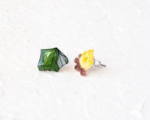 Tent and Campfire Camping Stud Earring Set