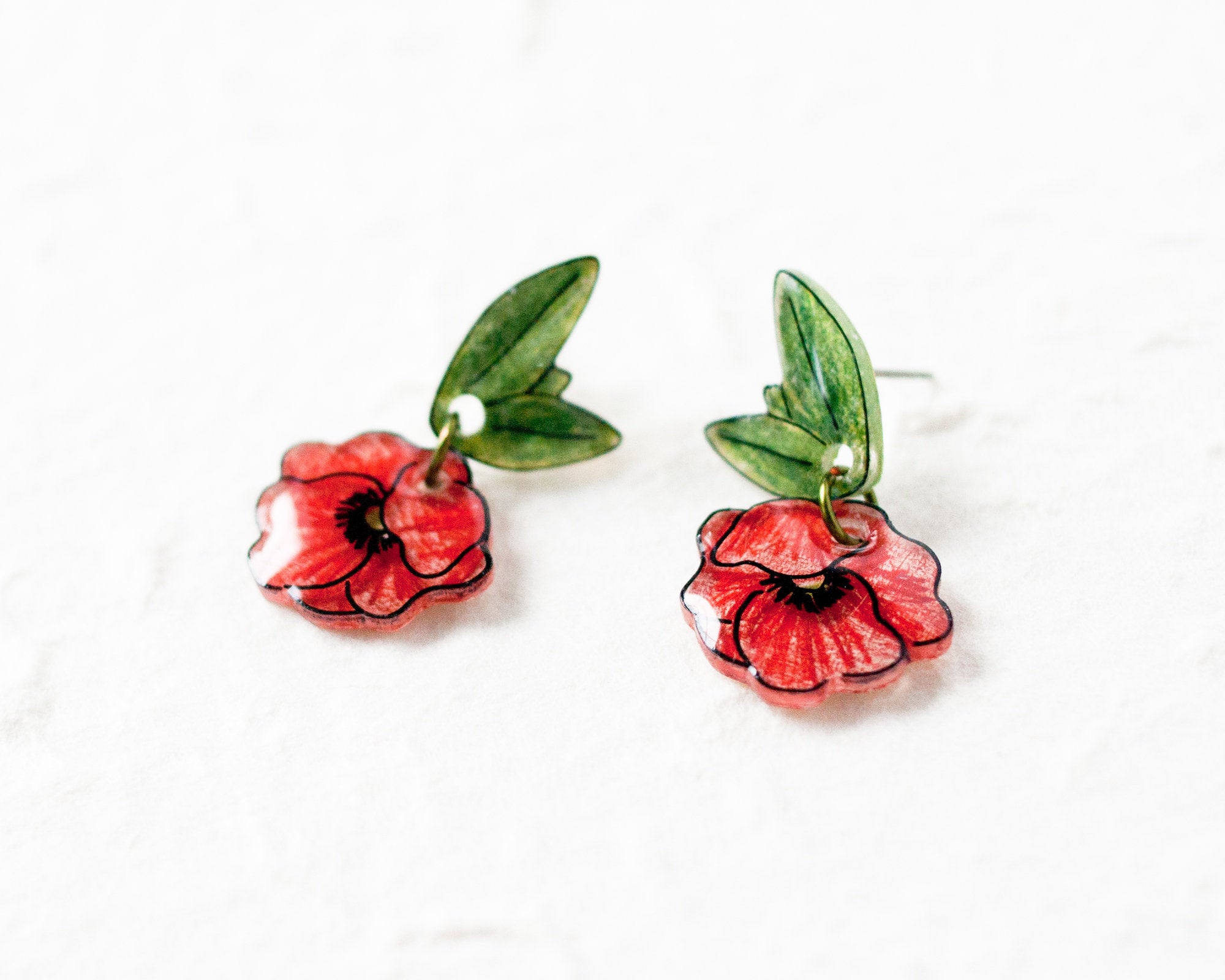 Poppy Flower Drop Earrings