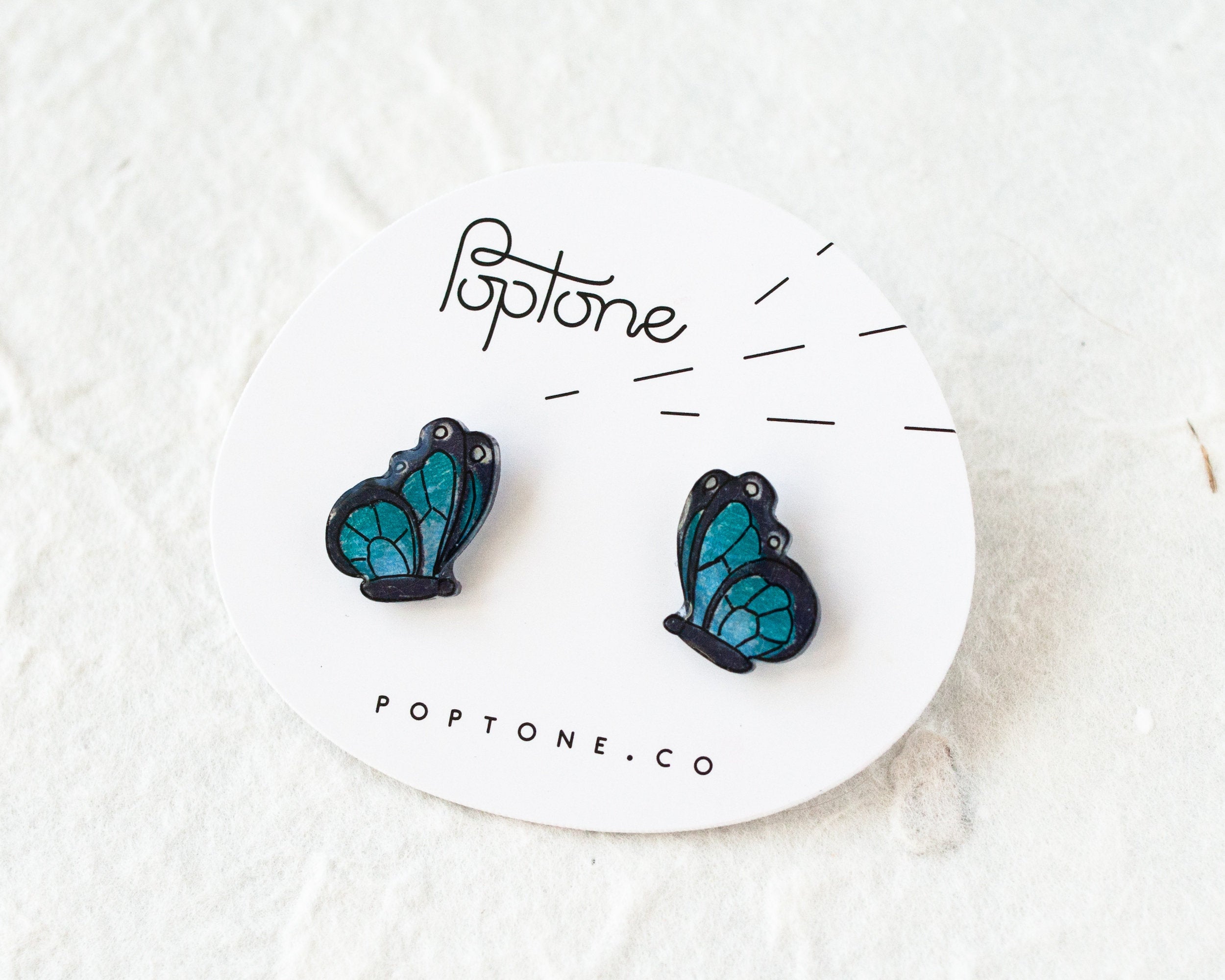 Blue Sapphire Butterfly Stud Earrings with Diamond | Angara