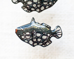 Black Fish Stud Earrings