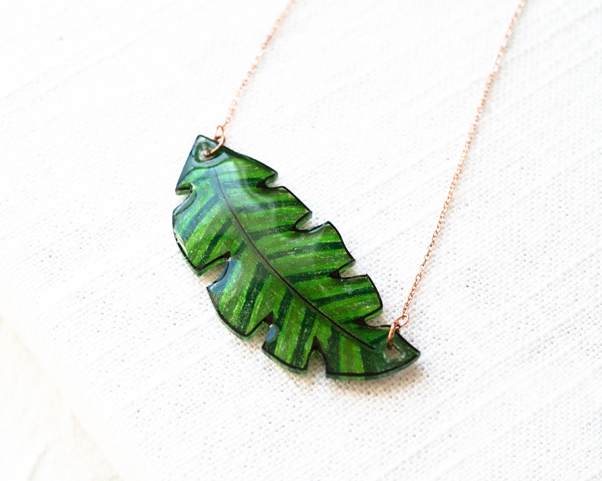 Tropical Palm Leaf Necklace