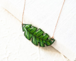 Tropical Palm Leaf Necklace