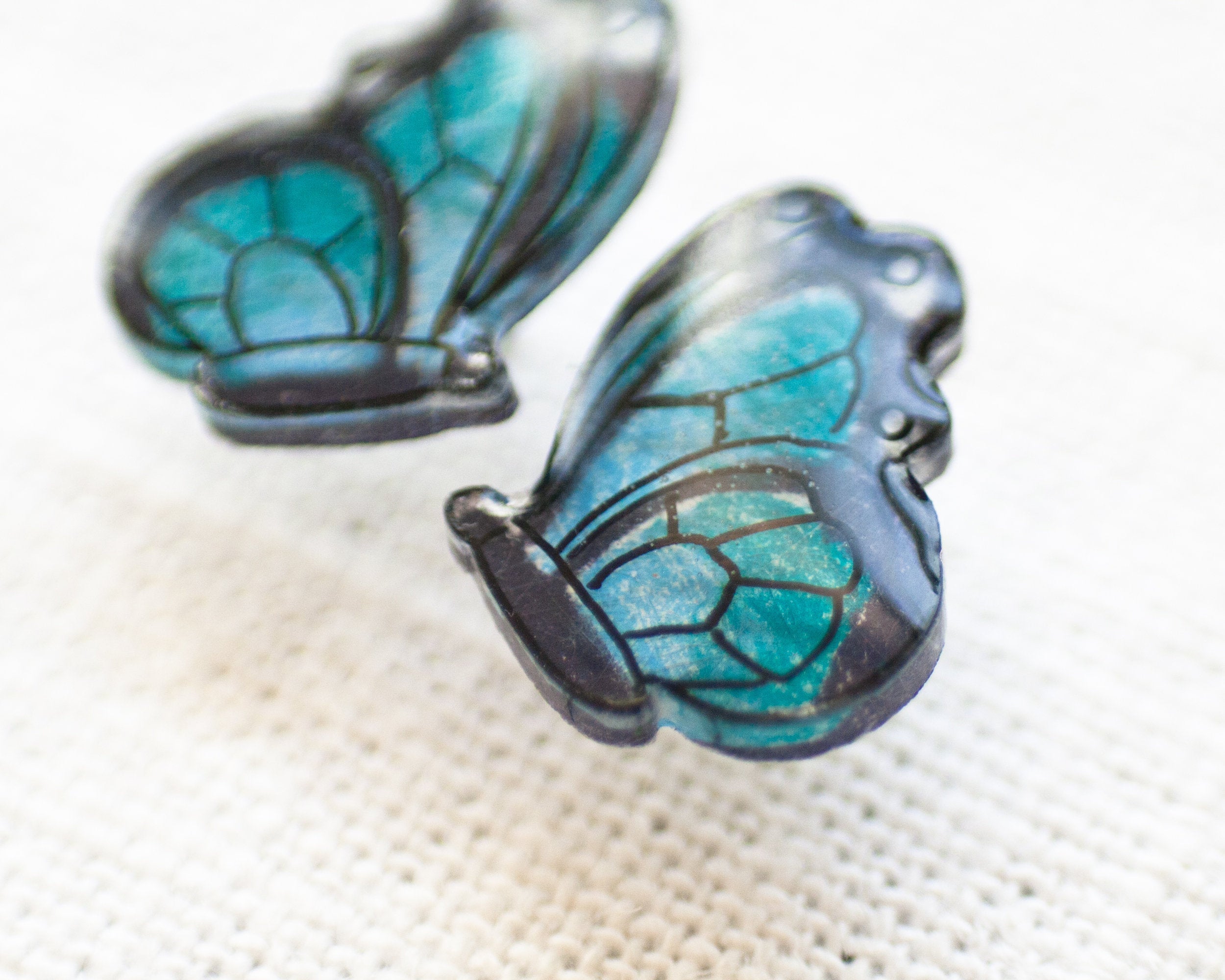 Blue Glitter Butterfly Stud Earring Set