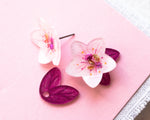 Load image into Gallery viewer, Japanese Cherry Blossom Earrings with Leaf Ear Jackets
