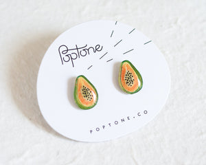 Papaya Fruit Stud Earrings