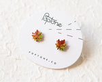 Load image into Gallery viewer, Tiny Maple Leaf Stud Earrings
