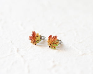 Tiny Maple Leaf Stud Earrings