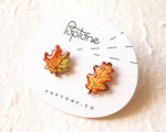 Load image into Gallery viewer, Maple and Oak Leaf Autumn Stud Earrings
