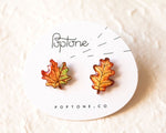 Load image into Gallery viewer, Maple and Oak Leaf Autumn Stud Earrings
