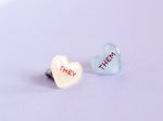 Load image into Gallery viewer, They/Them Pronoun Conversation Heart Earrings

