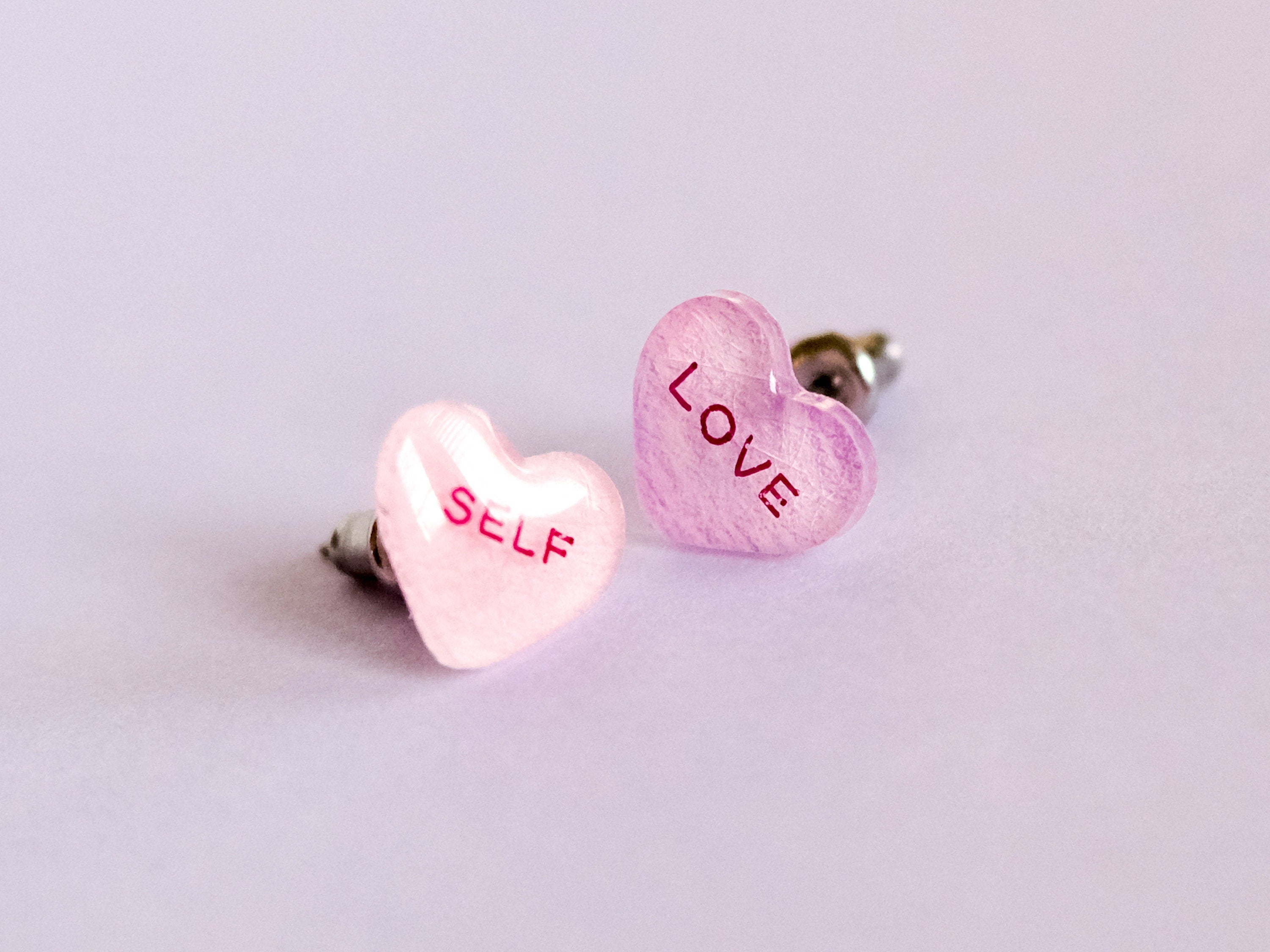 Self Love Conversation Heart Earrings,