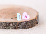 Load image into Gallery viewer, She/Her Pronoun Conversation Heart Earrings
