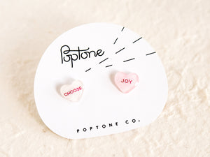 Choose Joy Conversation Heart Earrings