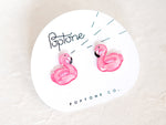 Load image into Gallery viewer, Flamingo Pool Floatie Earrings | cute pink summer flamingo
