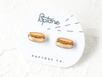Load image into Gallery viewer, Hot Dog Stud Earrings | cute summer kitsch earrings | Kawaii food jewelry
