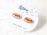 Load image into Gallery viewer, Hot Dog Stud Earrings | cute summer kitsch earrings | Kawaii food jewelry
