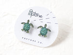 Load image into Gallery viewer, Sea Turtle Earrings | baby sea turtle studs | beach ocean life earrings
