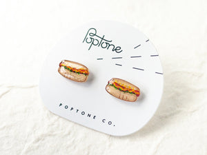 Hot Dog Stud Earrings | cute summer kitsch earrings | Kawaii food jewelry
