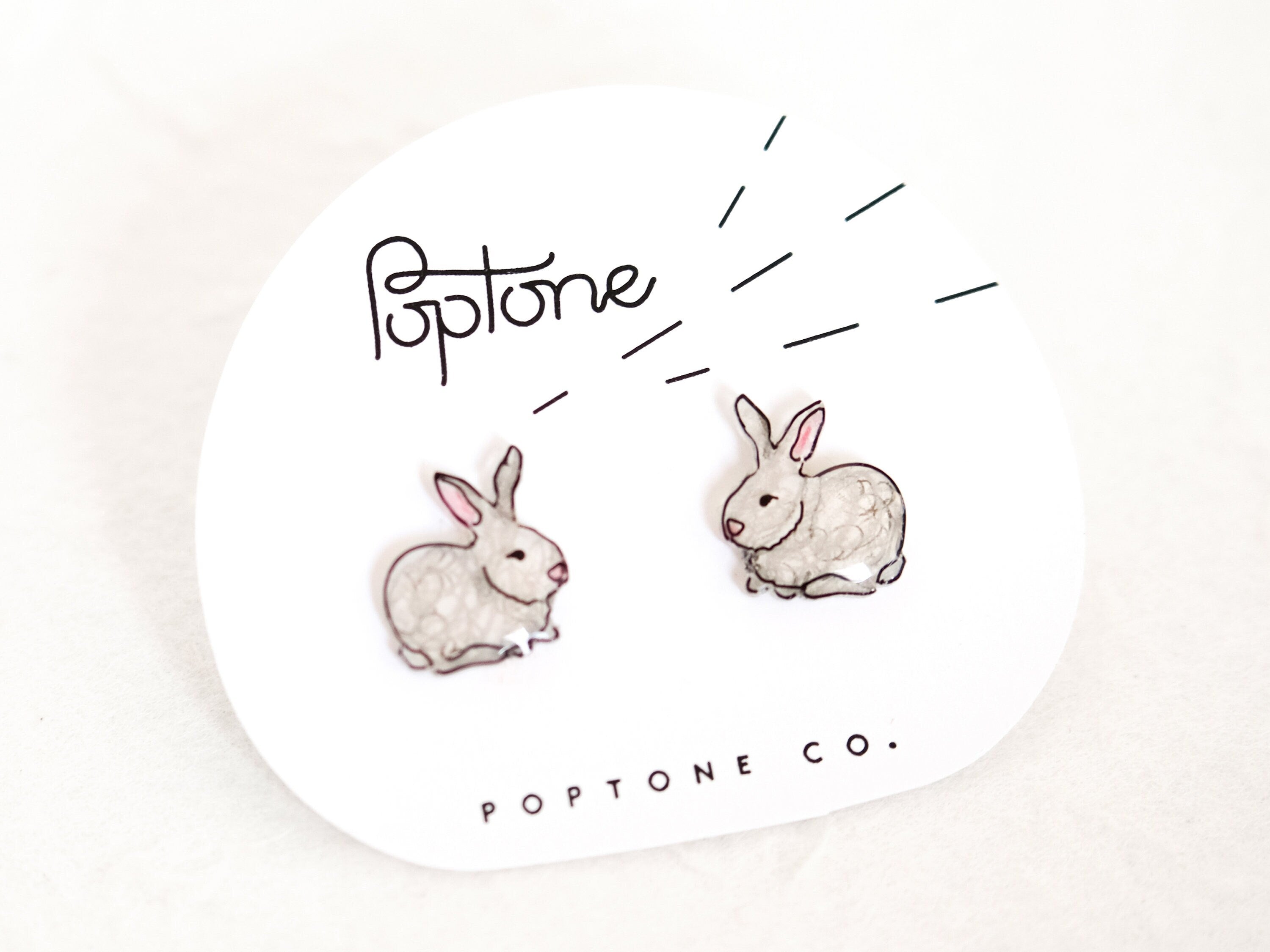 Cute Bunny Rabbit Stud Earrings | White Bunny Earrings | Easter Stud Earrings