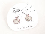 Load image into Gallery viewer, Cute Bunny Rabbit Stud Earrings | White Bunny Earrings | Easter Stud Earrings
