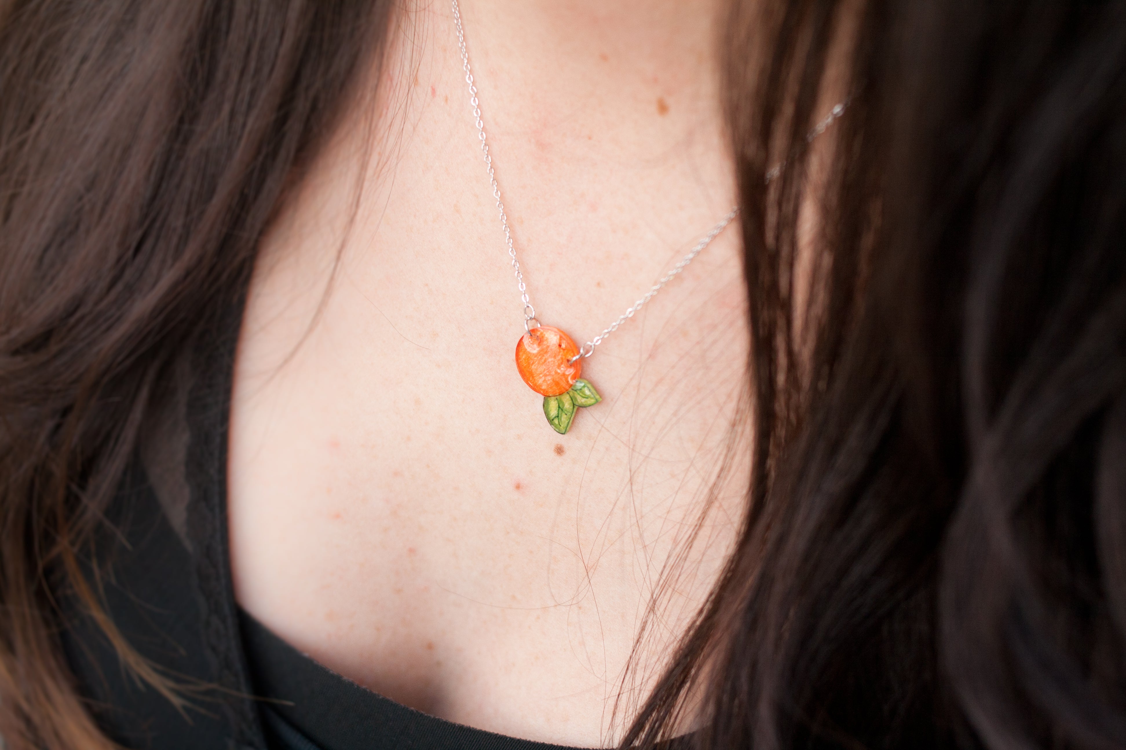 Orange/Clementine Fruit Pendant Necklace